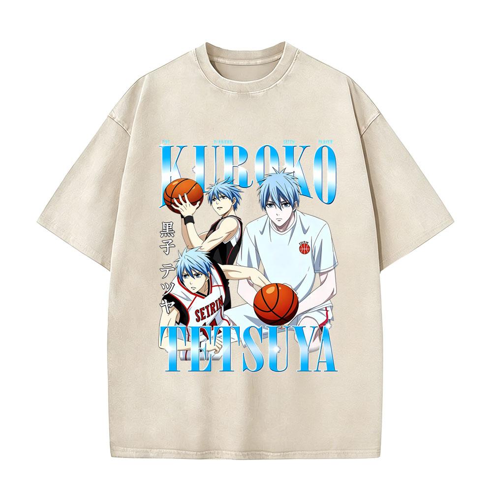 Washed Vintage Anime Kurokos Basketball Midorima Shintaro Graphic T-shirt Men Women Manga Fashion T 150
