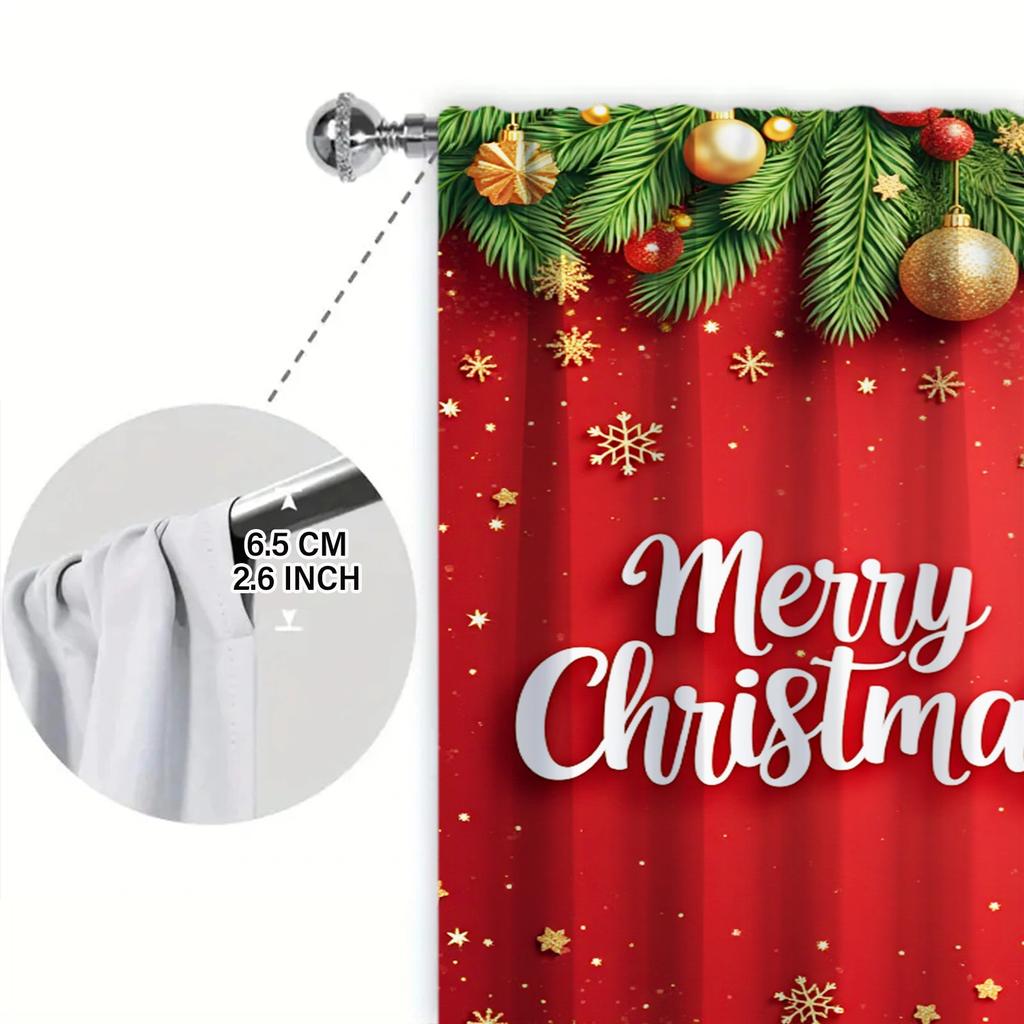 2 шт. Праздничная атмосфера с занавеской с принтом Merry Chr для рождественского домашнего декора - Оконное оформление с кулиской для спальни, офиса