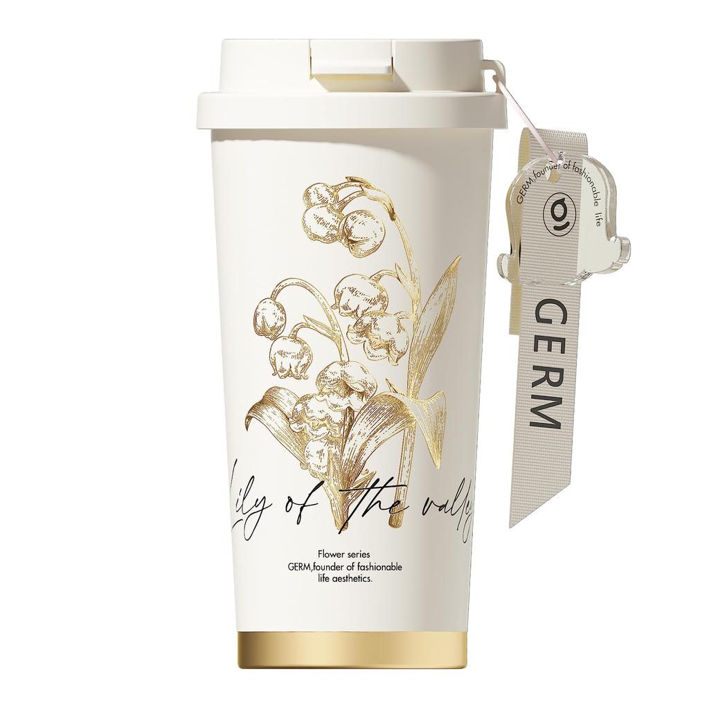 GERM Tumbler Mug Bottle 500ml Lily of the Valley Coffee Нержавеющая сталь 316L 2WAY Удержание тепла Холодоизоляция Вакуумная изоляция Герметичность