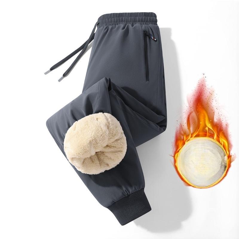 Мужские зимние флисовые брюки на подкладке из шерпы, спортивные штаны для активного бега, джоггеры с карманами, теплые спортивные джоггеры на шнурке, тяжелые термобрюки