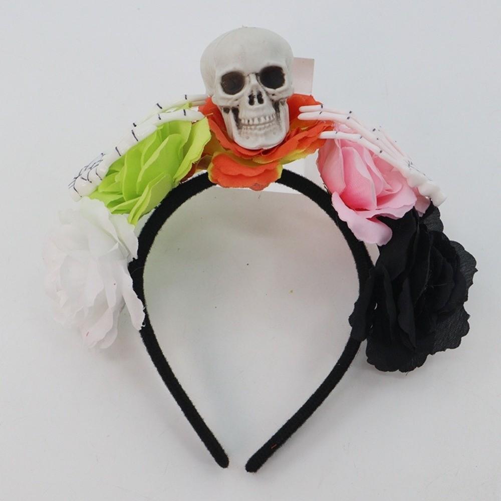 Halloween Decor Skull Head Headband Simulation Flower Gothic Flower Hairband  Festive Decorations