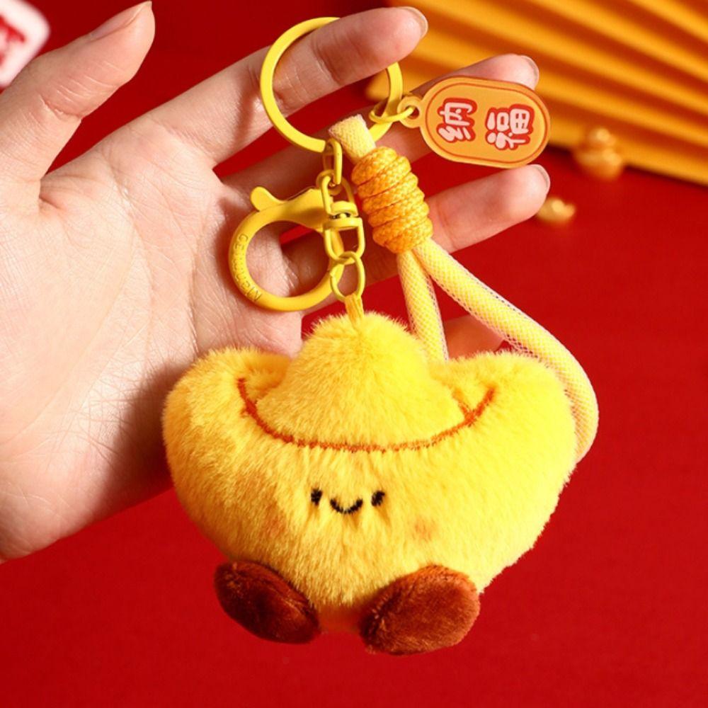 Chinese Style New Year Keyring Blessing Doll Pendant Creative Plush Ingot Keychain Toys