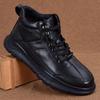 Men's Genuine Leather High-Top Casual Shoes: Non-Slip, Thick-Sole, Warm Velvet Lining, Perfect for Winter & Outdoors