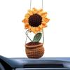Car Accessories Sunflower Pendant Handmade Sunflower Car Rear View Ornament Cute Potted Plant Pendant Not Block The Sight Wool