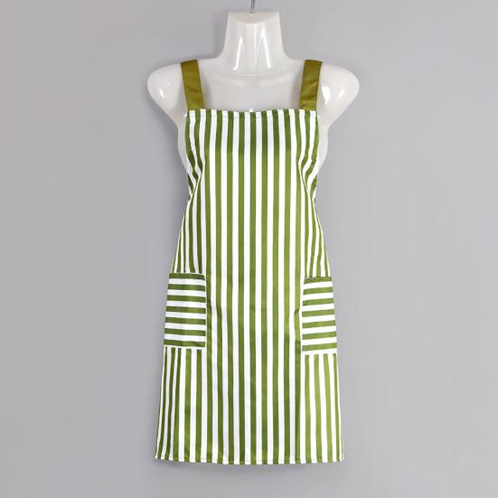 Кухонный фартук с двойными карманами на спине, маслостойкий полиэстер, хлопок, полосатый узор, водонепроницаемый фартук для мужчин и женщин