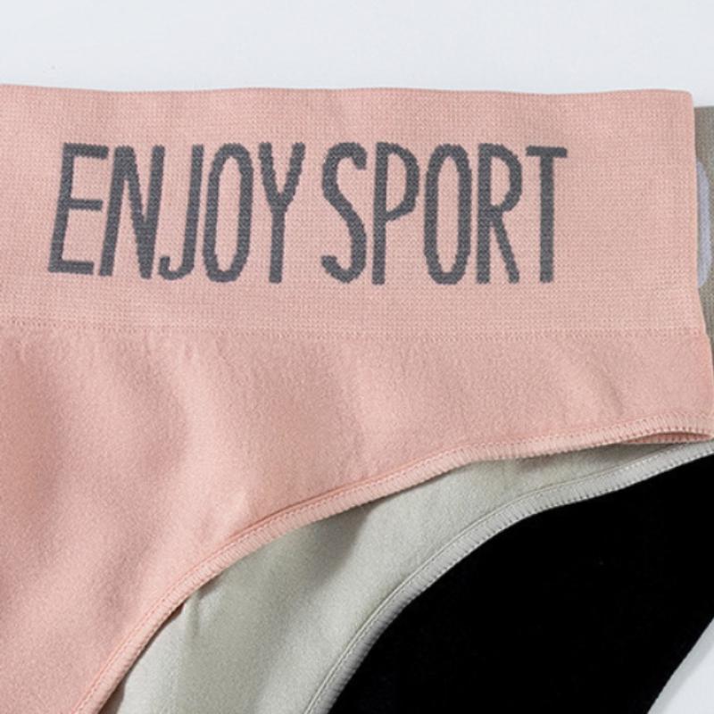 Сексуальные женские бесшовные спортивные стринги, высокоэластичные, с широкой резинкой с надписью, удобное нижнее белье, трусы с эффектом лифтинга ягодиц