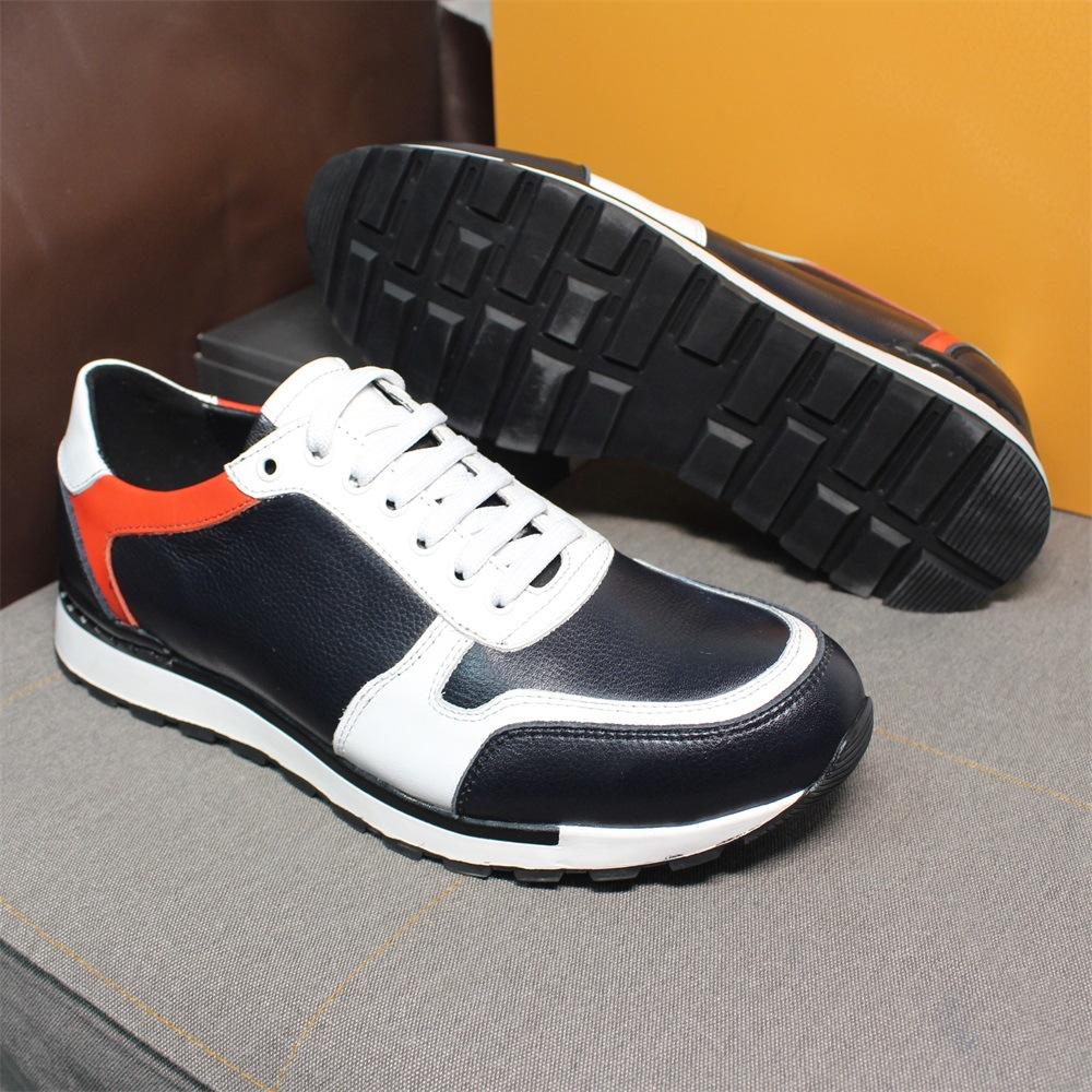 Trendy Brand Sports Shoes Men'S Contrasting Colors Fashion Leather Travel New Casual Shoes Non-Slip And Wear-Resistant British Style Running Shoes Men
