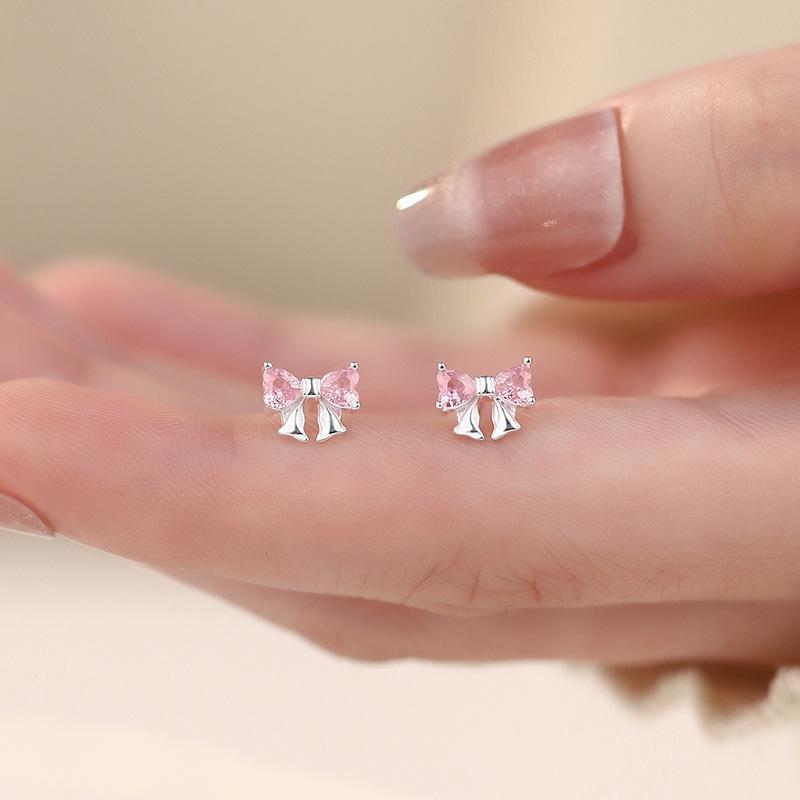 Серьги-гвоздики с бантиками из циркония Sweet Girl Cute Girl Нежные и нежные серьги принцессы