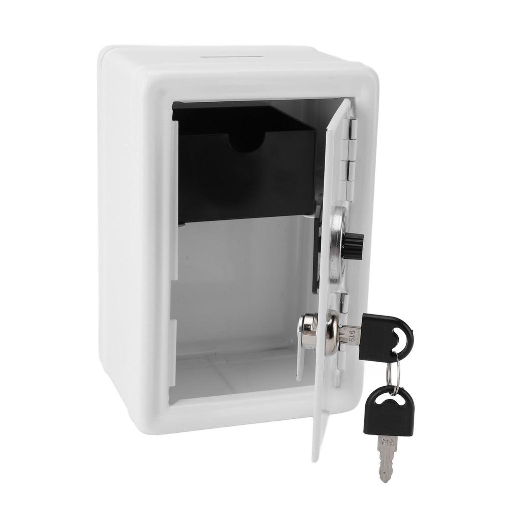 Копилка креативная симпатичная металлическая вертикальная с замком-ключом, копилка для денег для домашнего использования, белая