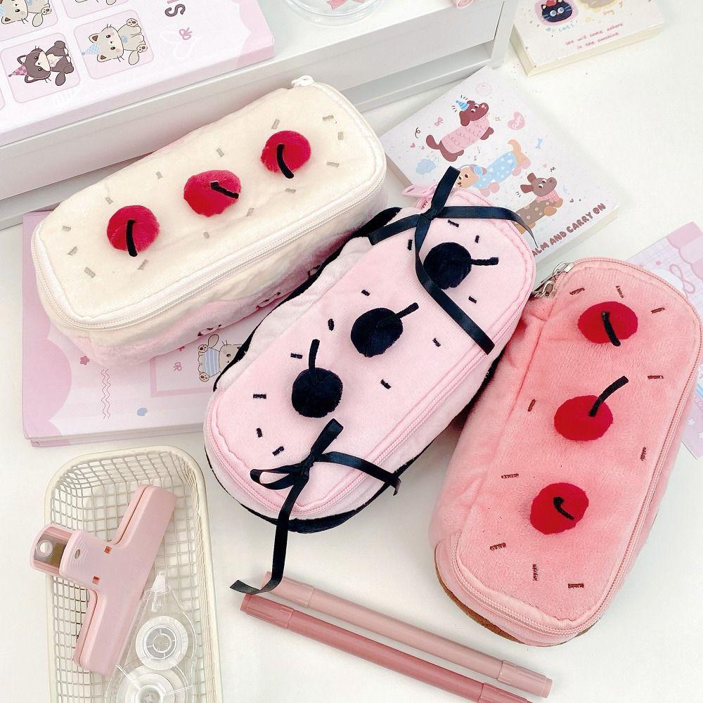 Plush Pen Bag Large Capacity Stationery Bag Cartoon Stationery Organizer Students