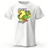 New Style Party Dinosaur Fun Pure Cotton TShirt  Summer Mens Loose Plus Size Breathable Sports Short Sleeve  Trendy Outfit