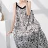 Cotton and silk dress, nightdress with chest pad, thin and meat-covering large size, new models can be worn outside, printed loose casual home skirt