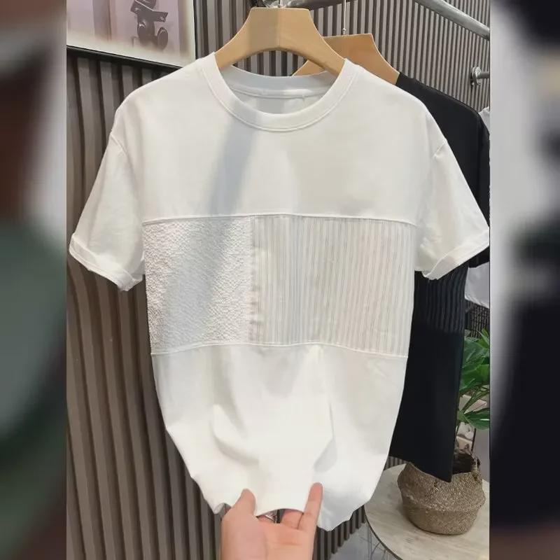 Мужская футболка европейского однотонного цвета с коротким рукавом и круглым вырезом - трендовый летний базовый элемент