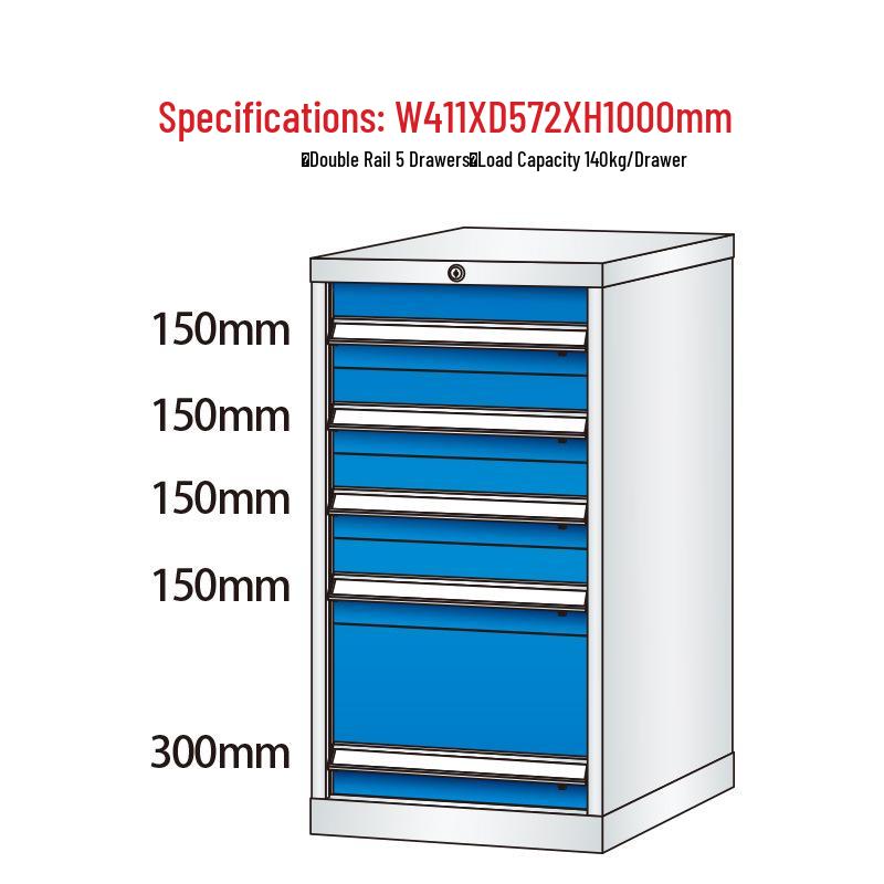 Mobile Heavy-Duty Lockable Tool Cabinet with Push-Handle and Drawers