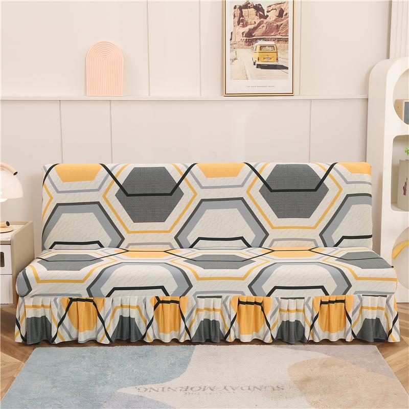 Чехол для футона без подлокотников с юбкой, раскладной, с принтом, чехол для дивана, моющийся, чехол для дивана, защитная пленка для мебели SML