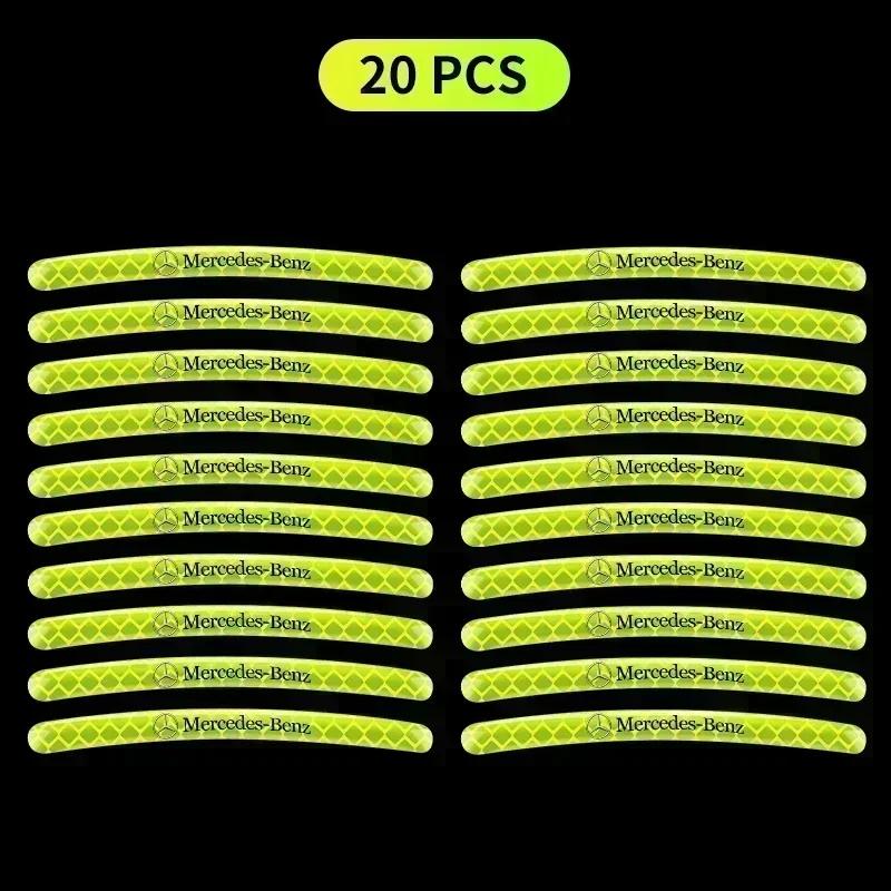 SCQK9 Luminous Car Wheel Hub Stickers High Reflective Stripe Tape for Mercedes Benz W203 W204 W205 W206 W212 W213 W222 W223 E300 C200