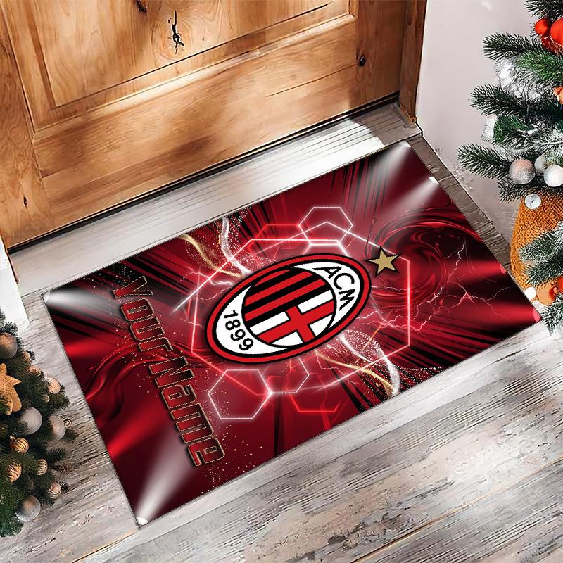 AC Milan Printed Crystal Velvet Rug Non‑Slip Crystal Velvet Carpet For Sofa Bedroom Indoor Home Decoration