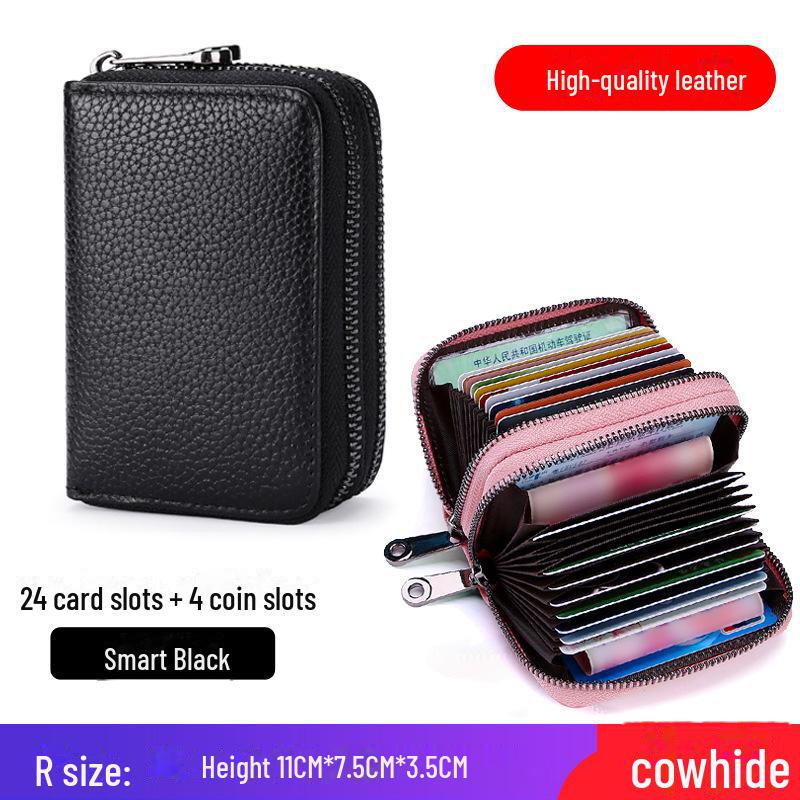 Мужской и женский тонкий держатель карт из натуральной кожи с большой емкостью и защитой от размагничивания