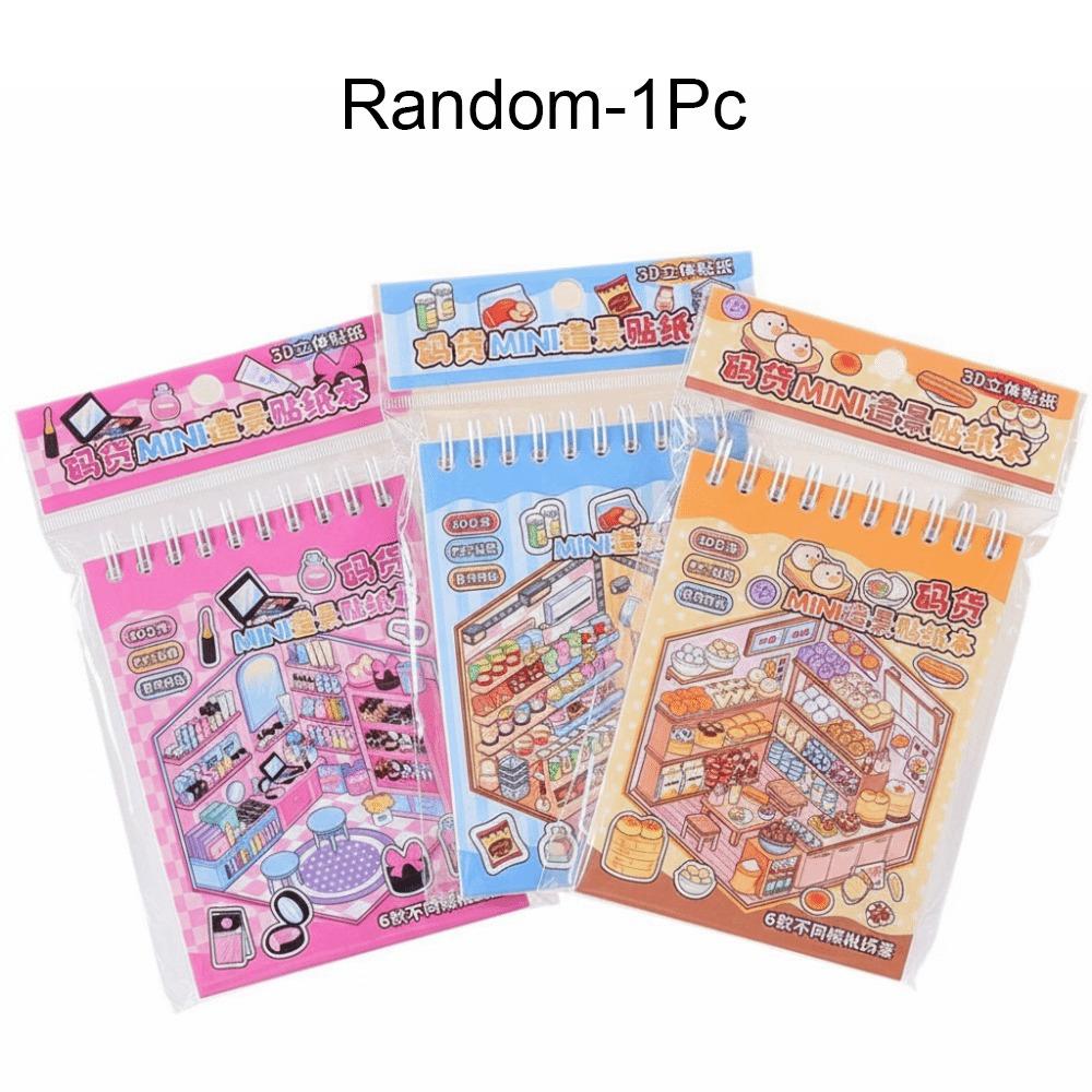 Cartoon Miniature Landscape Sticker Collection Decorative DIY Cabin Scene Sticker Toy
