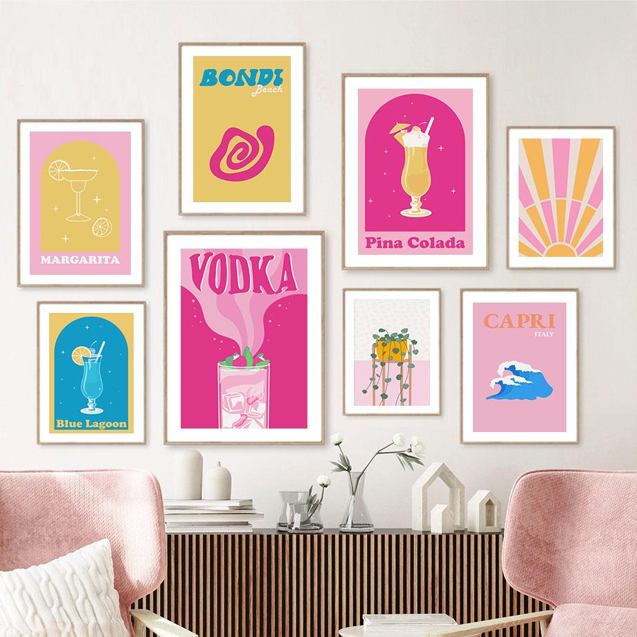 Водка Маргарита Капри Голубая лагуна растение коктейльные постеры и принты настенная живопись на холсте для гостиной декоративные картины