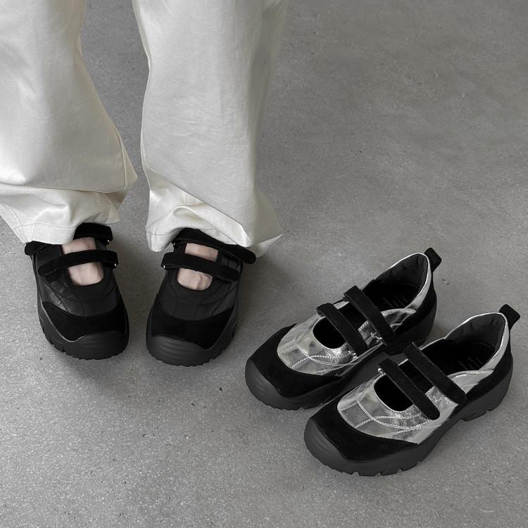 5 см мелкий вырез толстая подошва маленькие кожаные туфли женские натуральная кожа маффин Мэри Джейн 2025 новый осенний цвет сочетание повседневная обувь