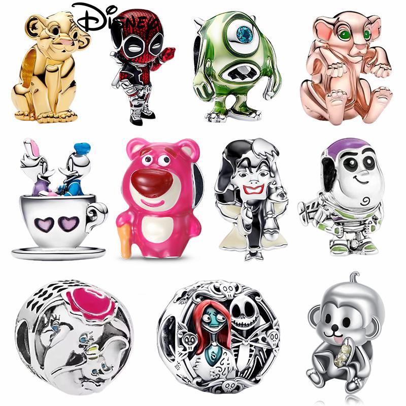 Disney 925 Silver Minnie Strawberry Bear Charms Beads Fits 3mm Original Bracelet Necklace Womens DIY Fine Jewelry Gifts