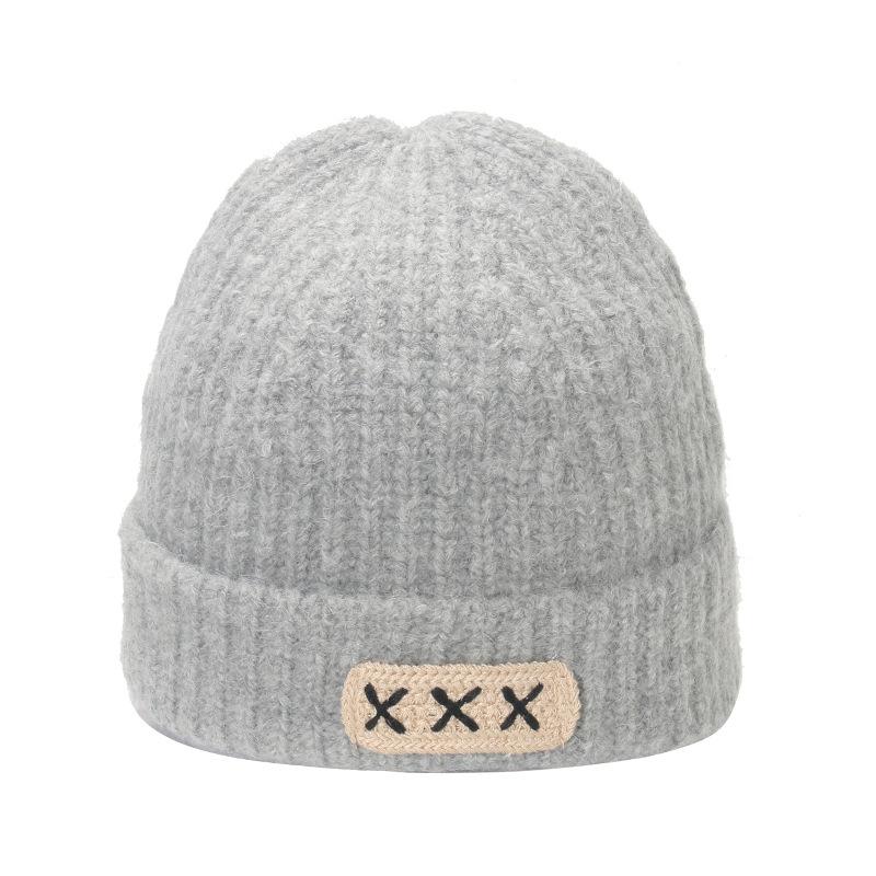 Японская тканевая этикетка XXX шерстяная шапка женская осенне-зимняя теплая корейская версия универсальная вязаная шапка мужская маленькая вязаная шапка для лица