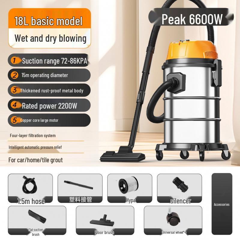 High-Suction Industrial Vacuum Cleaner for Home - Compact Wet & Dry Use, Grout Cleaning, Car Wash; Free Shipping