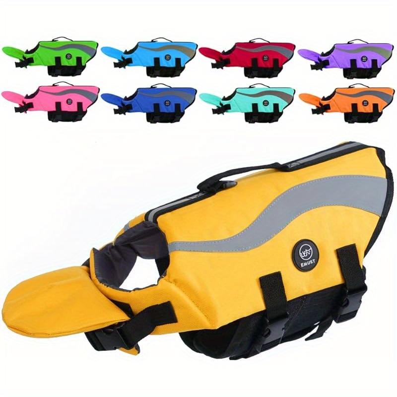 Регулируемый спасательный жилет для собак - повышенная плавучесть, прочная спасательная ручка для мелких и крупных пород, нейлоновый жилет для плавания с фиксатором