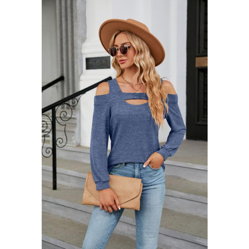 Весенне-осенняя женская блузка с круглым вырезом без бретелек, свободный топ с длинными рукавами в стиле пэчворк