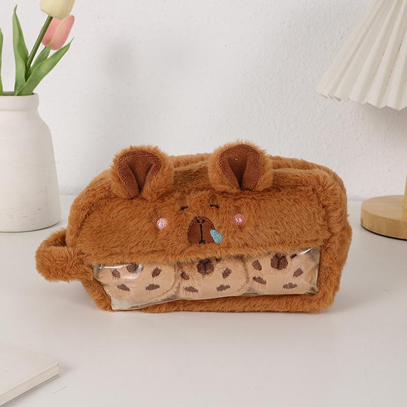 Милый кавайный большой емкости Capybara Pen Bag Смешной мультфильм мода Capybara плюшевый пенал для карандашей школьные принадлежности подарки на день рождения