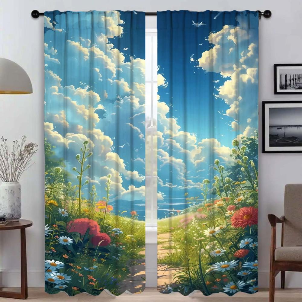 Летние кухонные занавески для перегородок, затемняющие шторы для камеры, 2 шт., занавески для окон, украшение на Хэллоуин, тюль для спальни