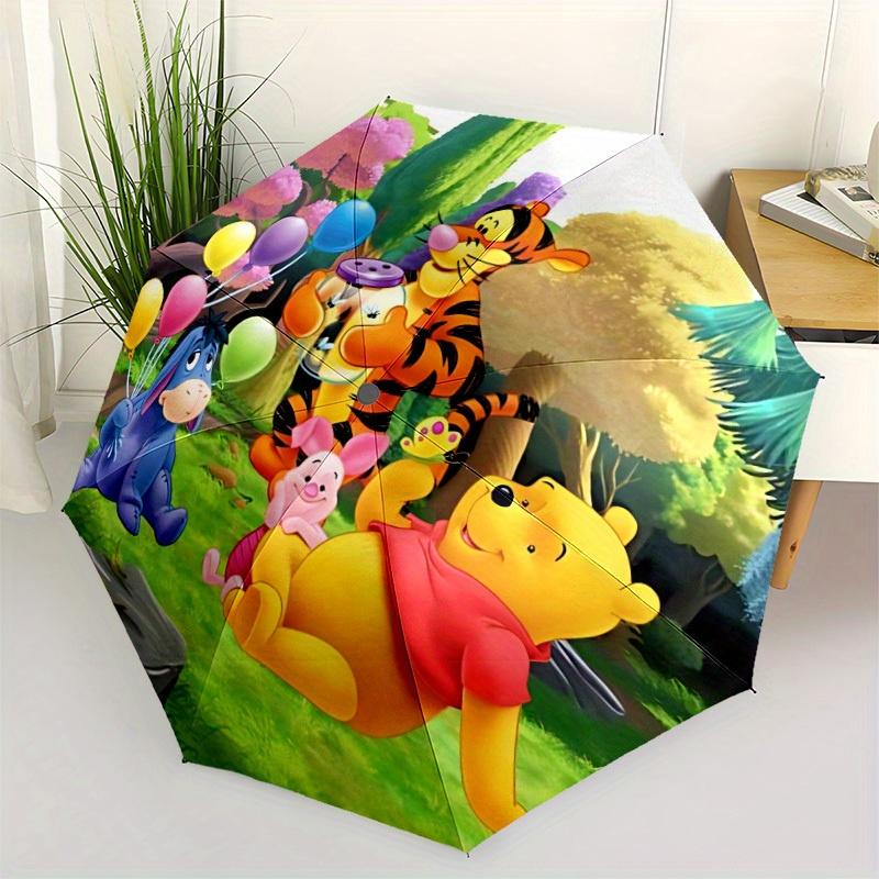1pc Winnie the Pooh, Tigger Automatic Folding Umbrella: Compact 8-rib Design Cartoon Travel Companion for Outdoor, Casual Accessory