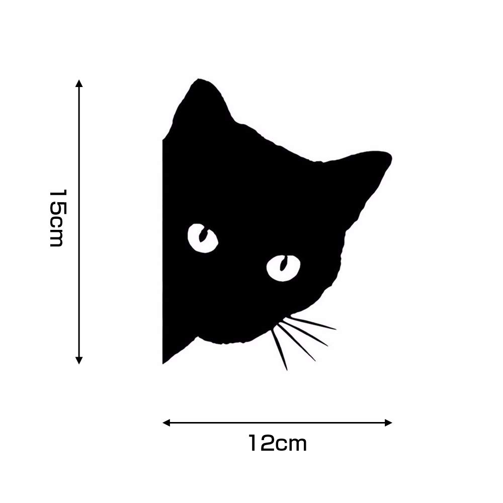 [JASDESIGN] Наклейка на кота Наклейка на кота Кот Черный кот Наклейка на автомобиль Мотоцикл Взгляд Подглядывание Черный JM-134B (Черный, 1)