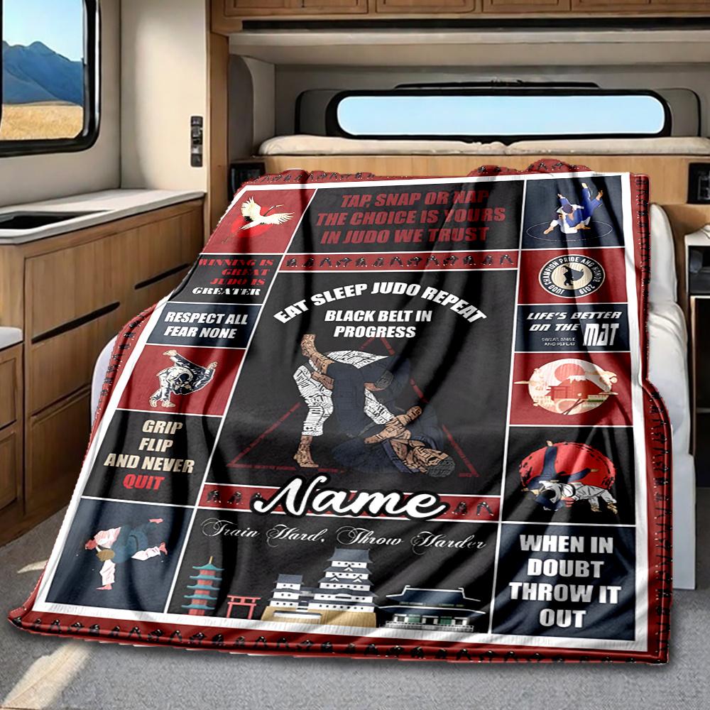 Judo Motivation And Discipline Poster Design Blanketcustomizable With Your Namecomfortable And Stylish Perfect For Travel Beds Chairs Offices Sofas