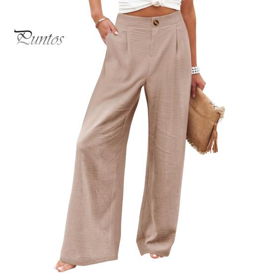 Женские брюки на пуговицах на молнии, длинные брюки с высокой талией, прямые широкие длинные брюки с полосатым принтом