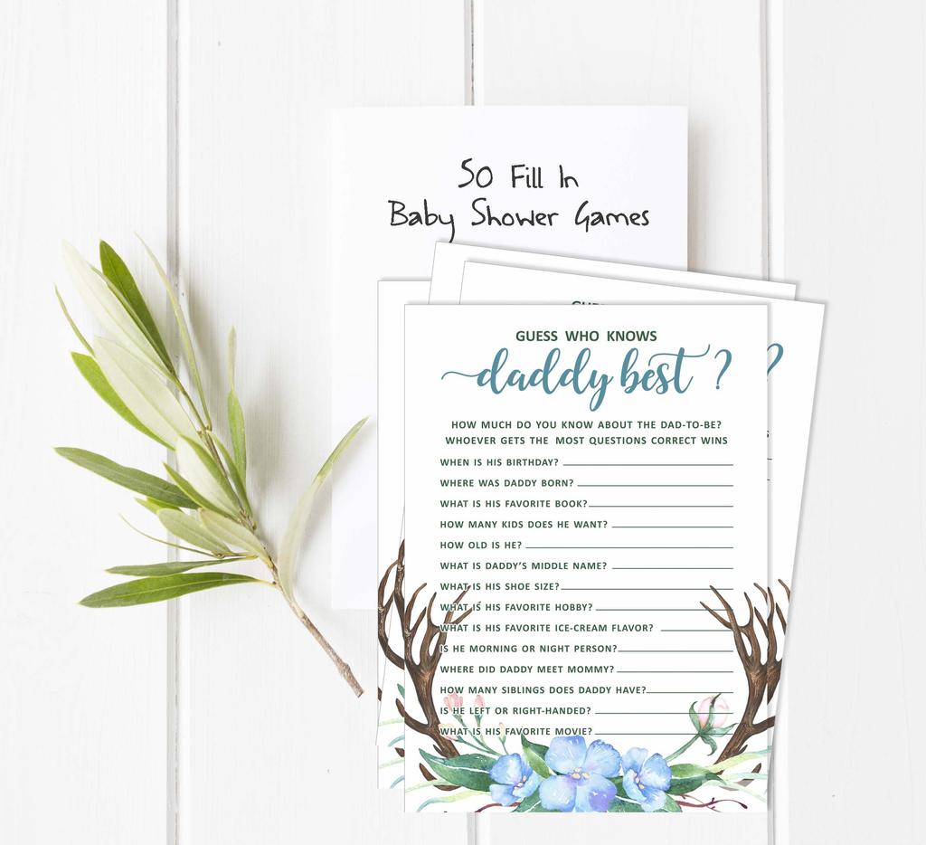 Inkdotpot 50 МалышАлфавитА Игра ABCAРога (мальчик) Baby Shower Game Гендерно-нейтральная вечеринка