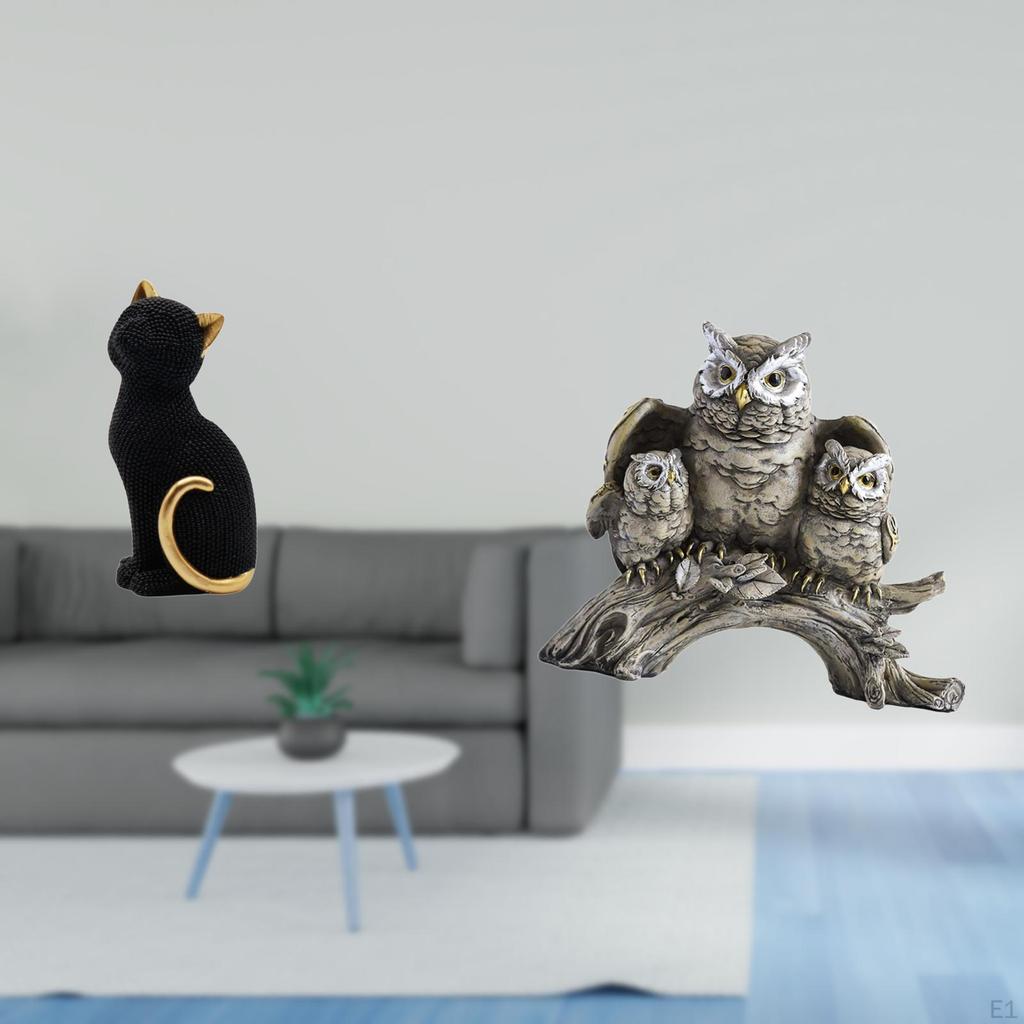 Кот Сова Смоляная Фигурка Животного Декоративная Фигурка Коллекционный Орнамент для Прихожей Книжной Полки