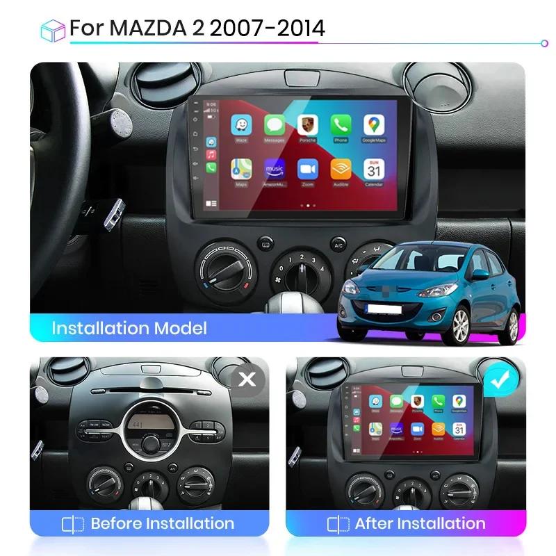Радио 8 ГБ+128 ГБ Android 13 для Mazda2 Mazda 2 2007 2008 2009 - 2014 Автомагнитола Мультимедийный плеер Carplay Auto GPS Навигация