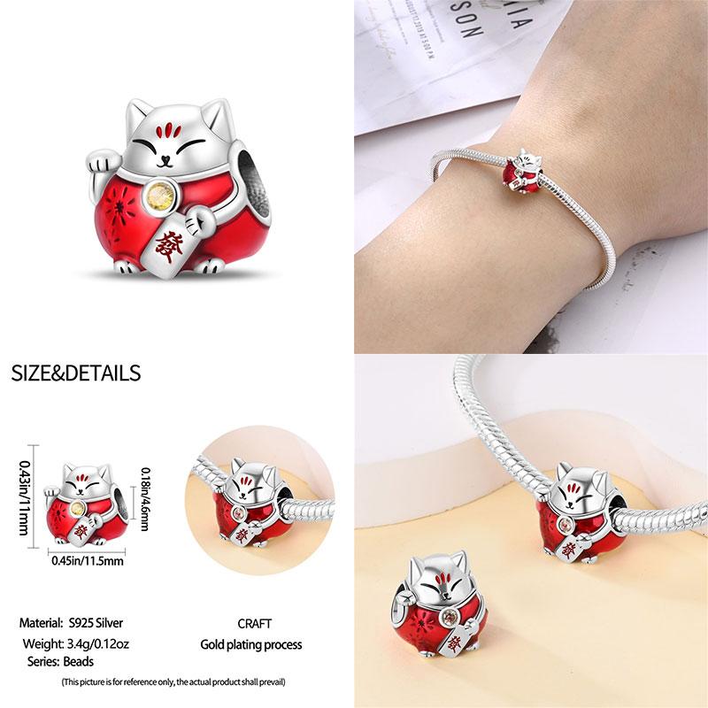 Original Owl Beads 100% 925 Silver Lucky Cat Elephant Charms Fit Original 925 Bracelet DIY Jewelry Making Women's Gift