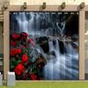 1 Pc Waterfall Floral Outdoor Curtain - Waterproof & Oil-Resistant, Modern Garden Gazebo Sunshade With Grommet Top