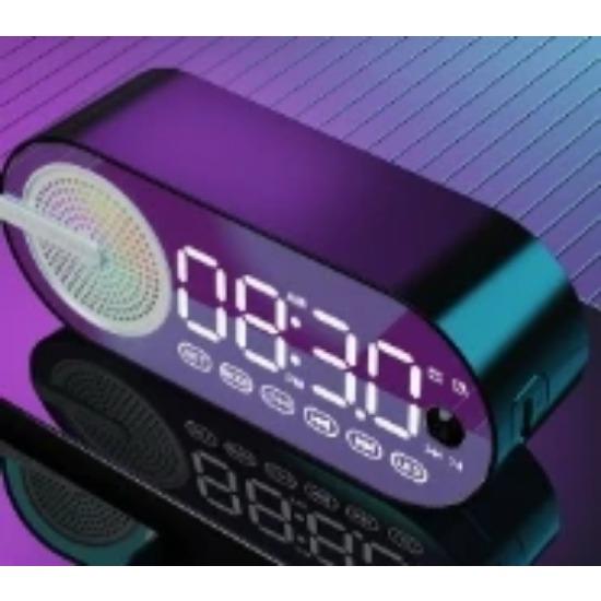 Новые настольные часы с динамиками Bluetooth, FM-радио, будильник, Hi-Fi звук, HD-зеркальный экран, поддержка TF-карт, домашние часы рядом