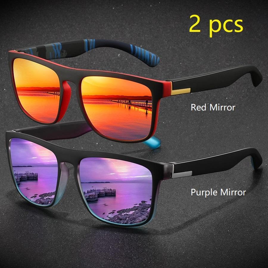 2 предмета модные винтажные квадратные спортивные солнцезащитные очки для мужчин и женщин для вождения и рыбалки брендовые дизайнерские солнцезащитные очки ретро мужские очки UV400