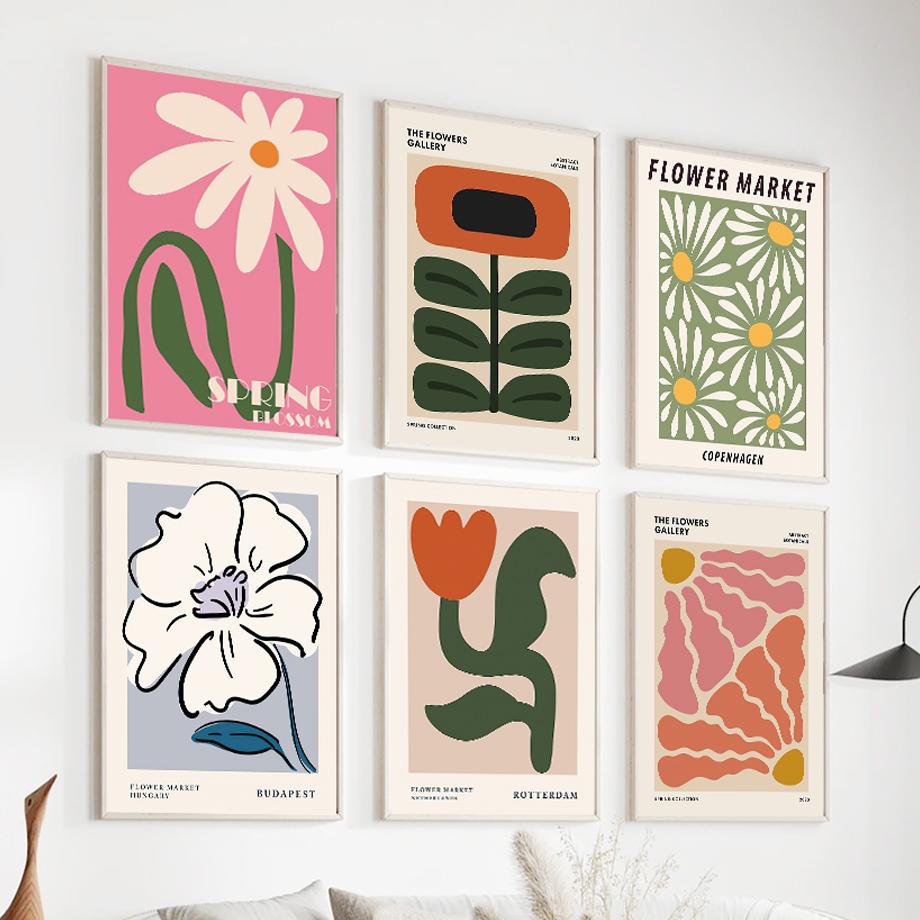 Flowers Wall Art Posters Gallery Abstract Prints Canvas Decorative Painting Wall Decoration Mural Pictures For Living Room Decor