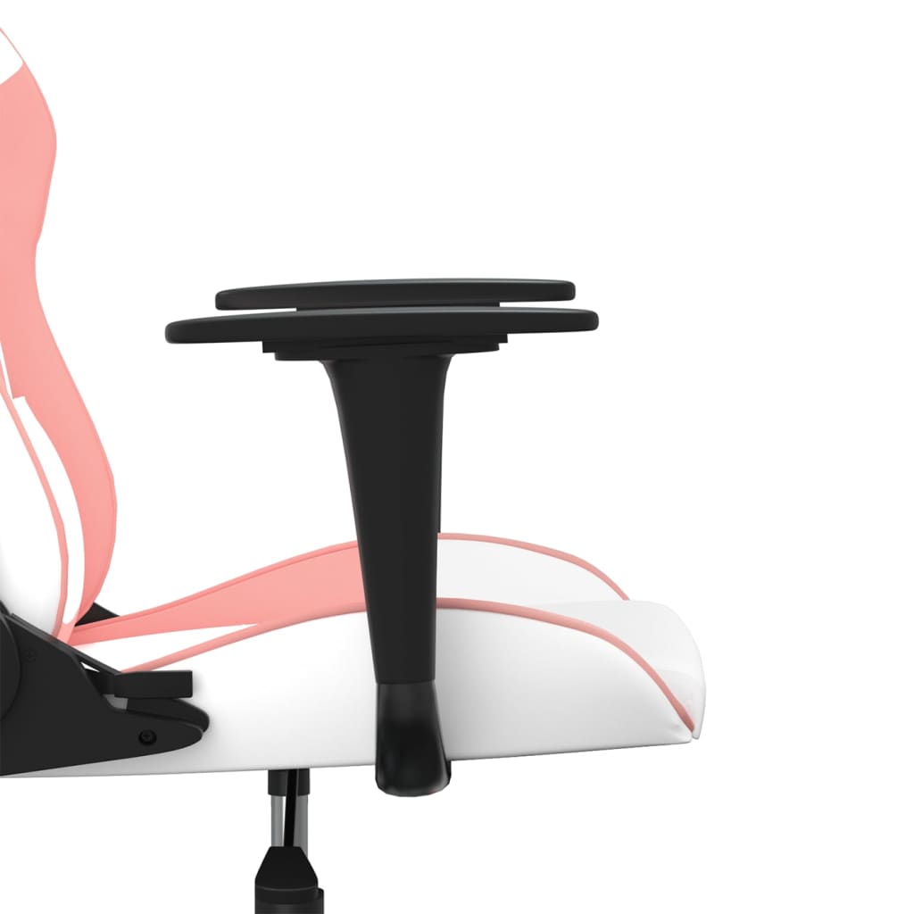 Gaming Chair in White and Pink Artificial Leather