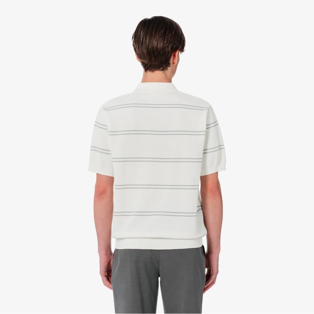 [Lacoste] Men's Open Collar Pin Stripe Short Sleeve Sweater Polo Shirt PH396E-56GXFJ