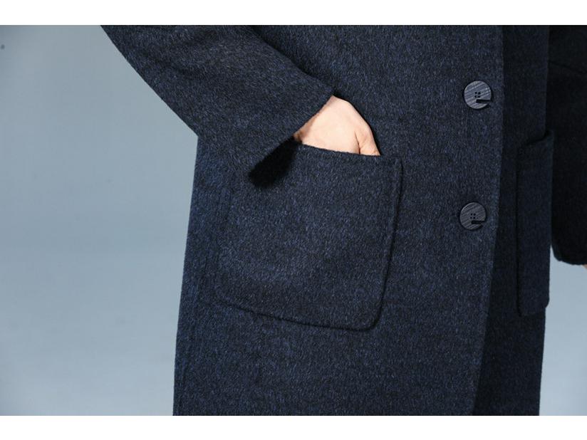 Кашемировое пальто средней длины двустороннее - Большой размер, Свободный крой, Высококачественное шерстяное пальто на осень/зиму для женщин среднего и пожилого возраста.