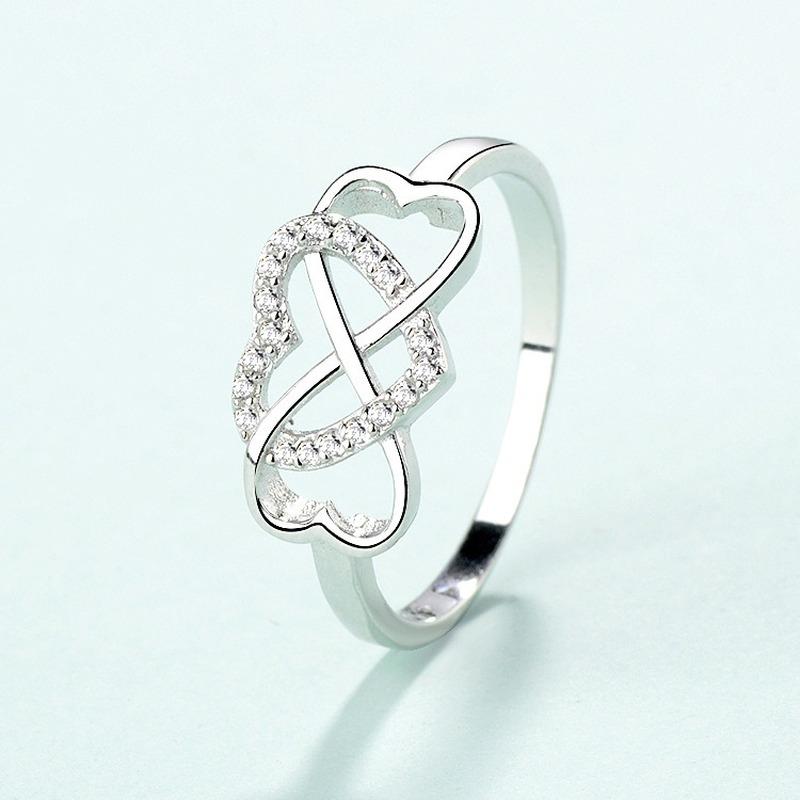 Кольца Trumium 925 пробы из стерлингового серебра для женщин, полированные, с кубическим цирконием, бесконечность и сердце, устойчивое к потемнению, удобное кольцо