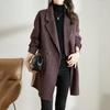Tooxika New Solid Color Suit Collar Coat Herringbone Pattern Woolen Coat For Women