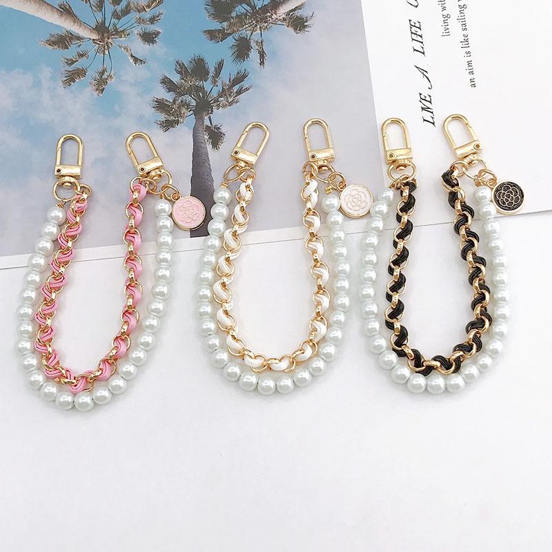 Vintage Pearl Bag Strap for Handbag Double Layer Chain Pearl Phone Lanyard DIY Purse Replacement Handles Bag Accessory